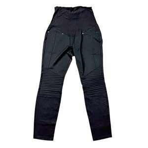 Noir Maternity Black Skinny Pants – Ribbed Detail – Full Belly Panel Size Small